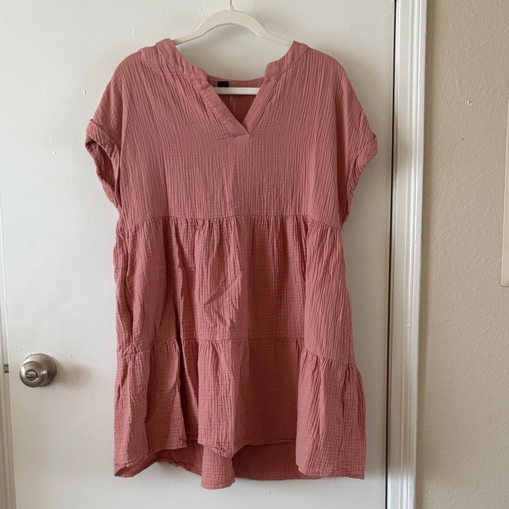 SHEIN Dusty Rose V-Neck Dress Tunic